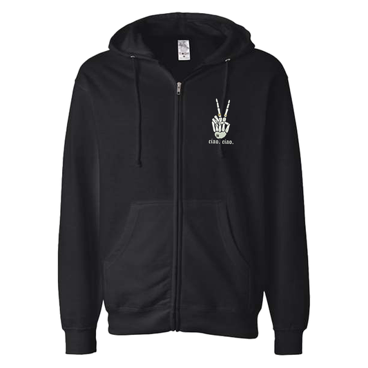 ciao. ciao. adult zip hoodie.